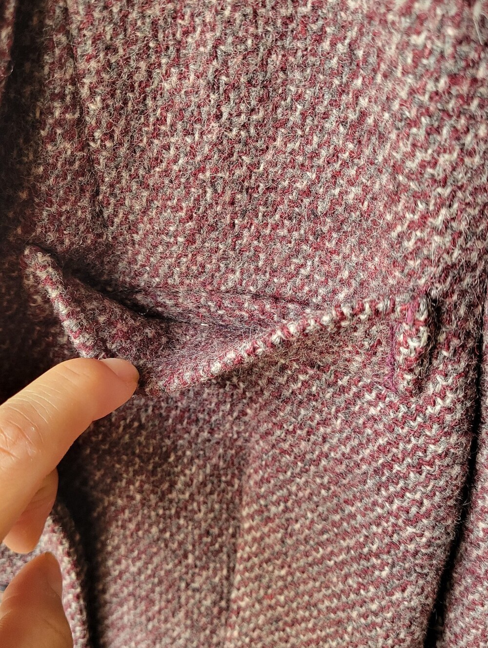 VTG Bromleigh burgundy button Tweed Wool Double Breasted Military Coat USA Med - Picture 6 of 13